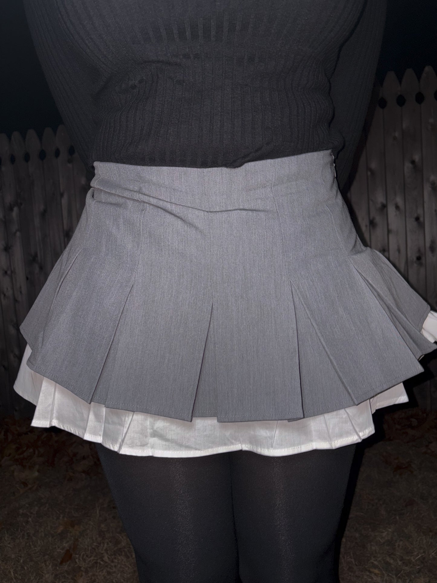 Poplin Shirt Pleated Mini Skort